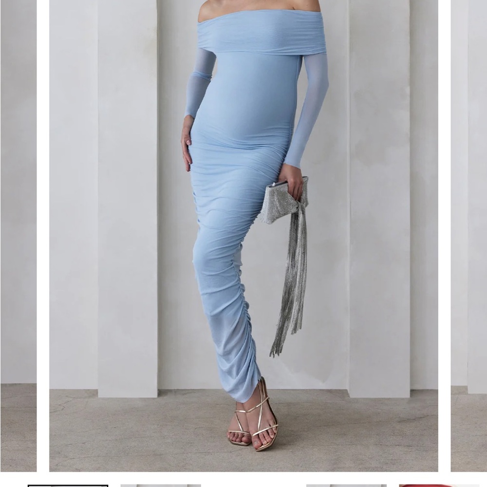 Bumpsuit Blue Off-Shoulder Mesh Dress